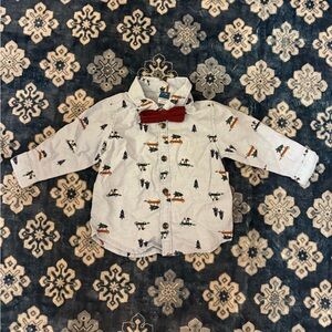 Baby Boys button down with bow tie - size 12-18 month